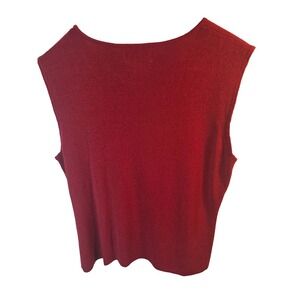 Chicos Design Womens Red Linen Blend Knit Shell Tank Top Scoop Neck Size 2 Large